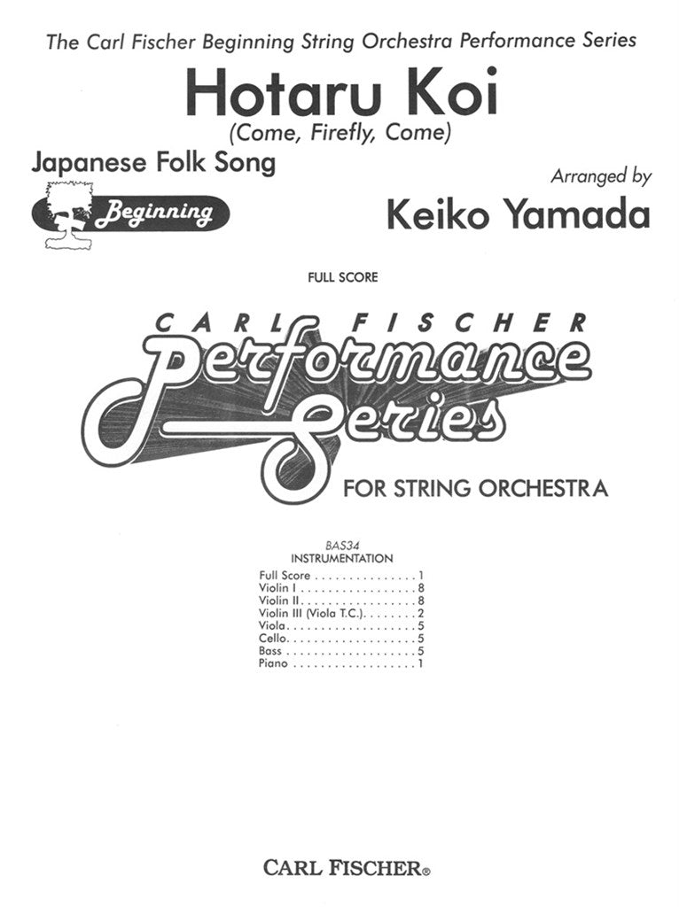 Hotaru Koi, String Orchestra (Score Only)