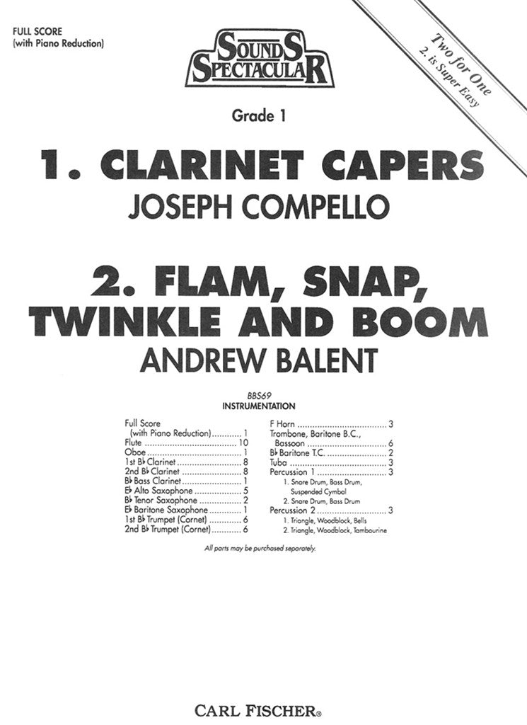 1. Clarinet Capers; 2. Flam, Snap, Twinkle and Boom (Score Only)
