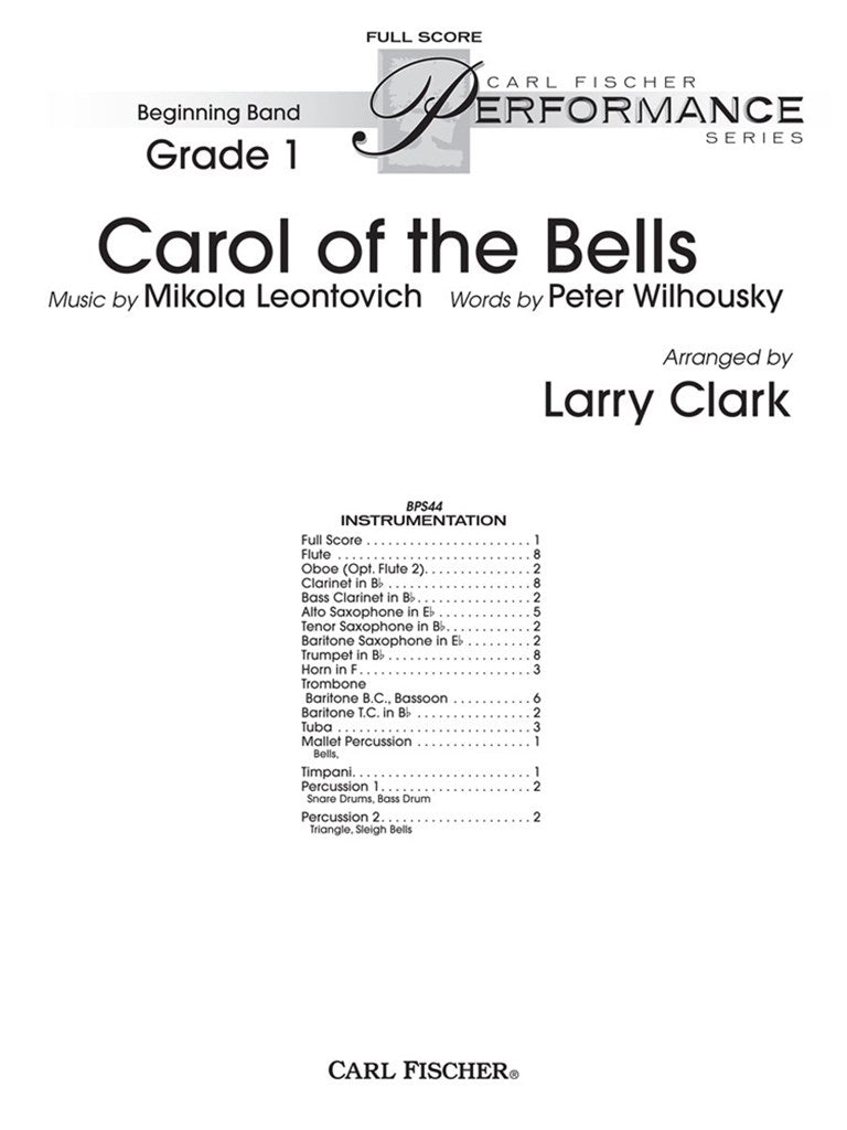 Carol Of The Bells, Concert Band (Score Only)