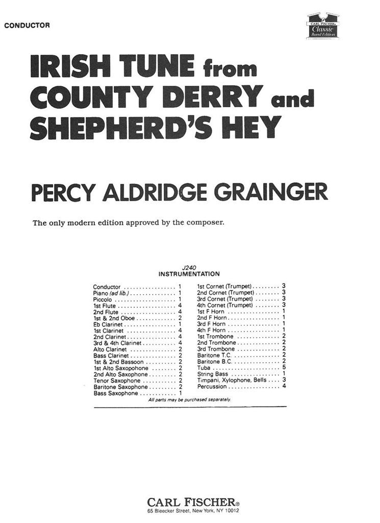 Irish Tune from County Derry and Shepherd's Hey (Score Only)