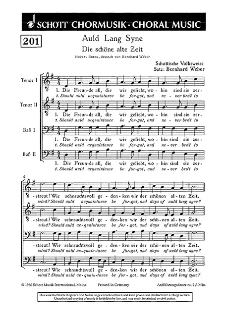Auld Lang Syne - Die schöne alte Zeit (men's choir (TTBB))