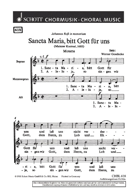 Sancta Maria, bitt Gott für uns