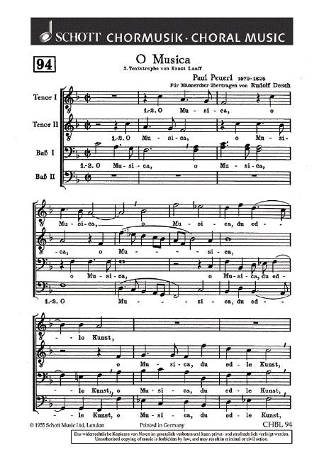 O Musica, du edle Kunst (men's choir (TTBB))