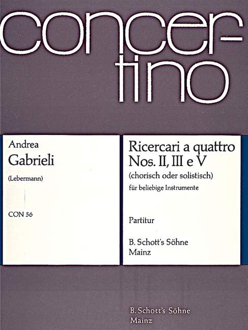 Ricercari a quattro, Nos. II (hypodorisch), III (hypodorisch) et V (hypolydisch) (score)