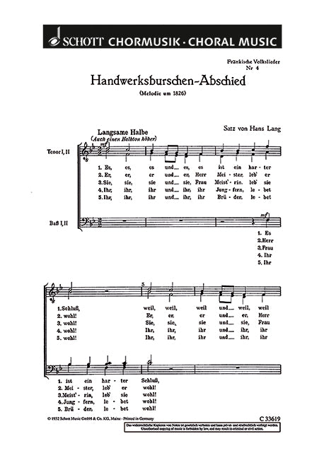 Fränkische Volkslieder, 4. Handwerksburschen-Abschied