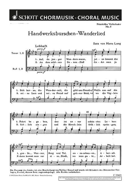 Fränkische Volkslieder, 5. Handwerksburschen-Wanderlied