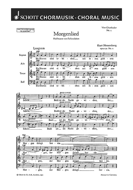 Vier Chorlieder op. 31, 1. Morgenlied