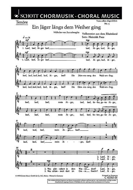 Vom edlen Jägerleben, No. 3 (choral part)