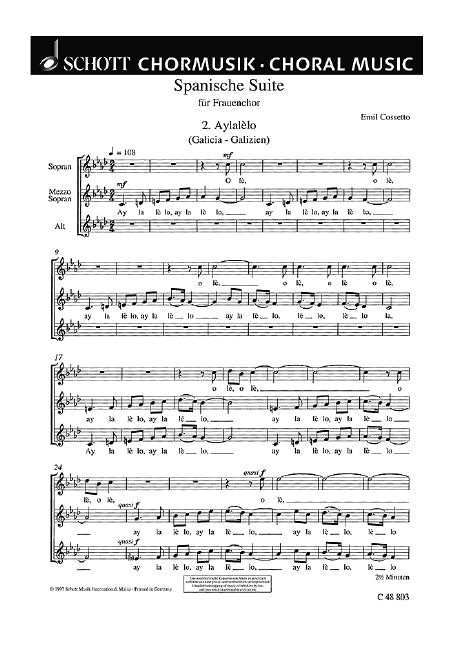 Spanische Suite, Nr. 2: Aylaleló (Galizia) / Nr. 3: Rosinyol (Katalonien)