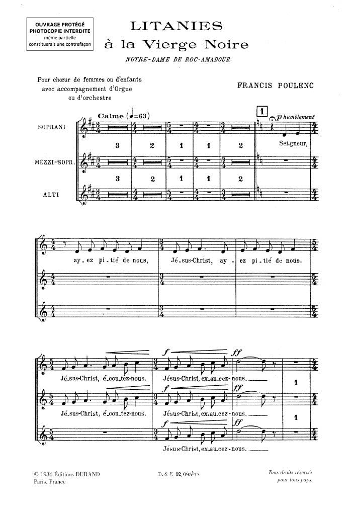 Litanies à La Vierge Noire (Choir only)