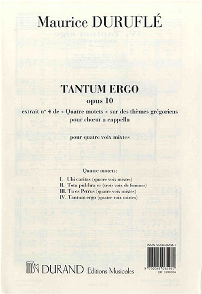 Quatre Motets: Tantum Ergo Op.10 N.4