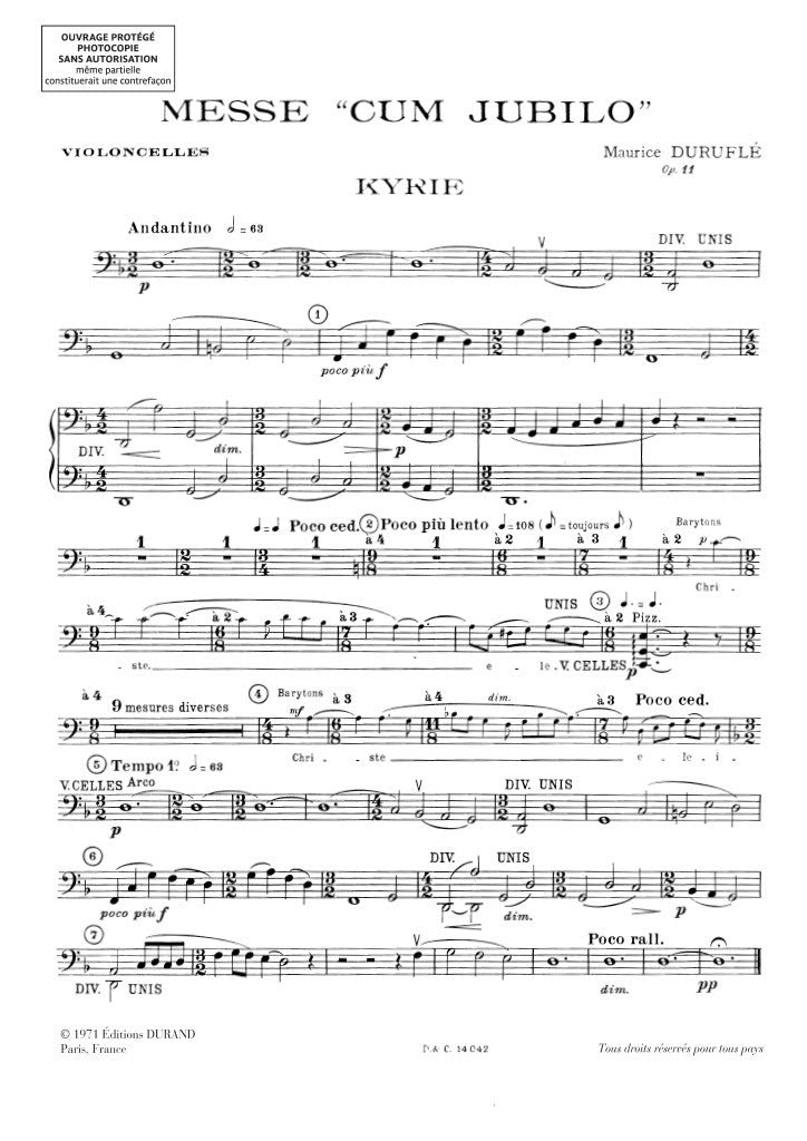 Messe Cum Jubilo Op. 11 (Cello part)