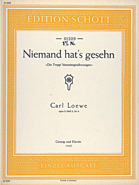 Niemand hat's gesehn op. 9, Book X Nr. 4 [medium voice and piano]