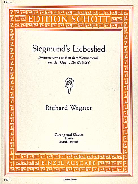 Die Walküre WWV 86 B: Winterstürme wichen dem Wonnemond (Siegmund's Liebeslied) [baritone and piano]