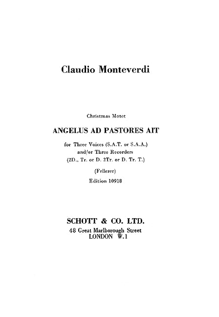 Angelus ad pastores ait (Score)