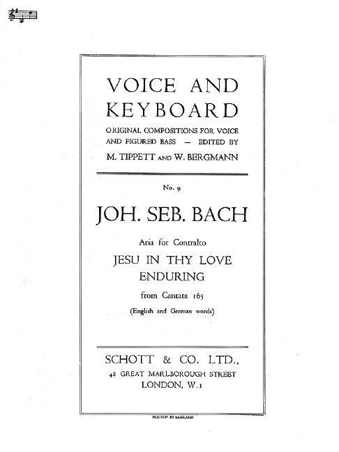 Jesu, der aus großer Liebe - Jesu in thy love enduring BWV 165