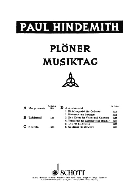 Plöner Musiktag: D Abendkonzert - Nr. 4: Variationen [score]