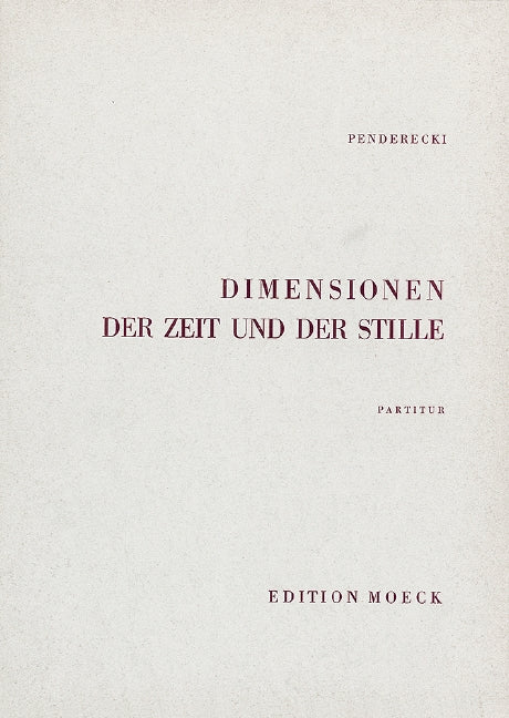 Dimensionen der Zeit und der Stille [score]