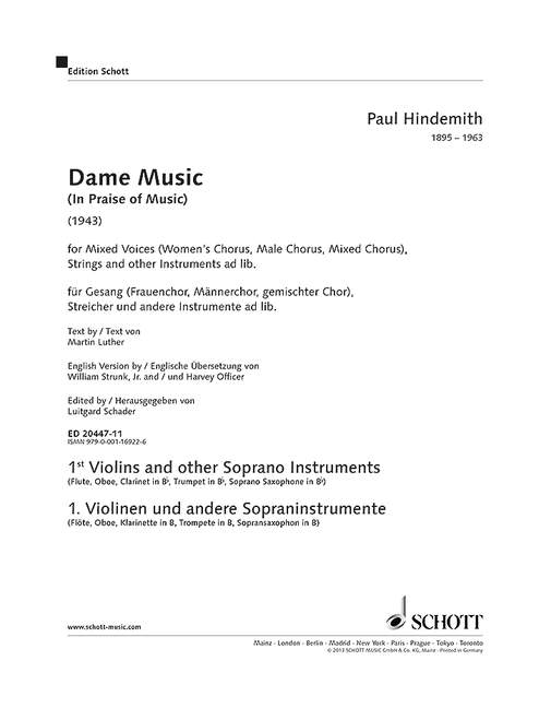 Dame Music [First Violins and other Soprano Instruments (Flute, Oboe, Carinet in Bb, Trumpet in Bb, Soprano Saxophone in Bb)]