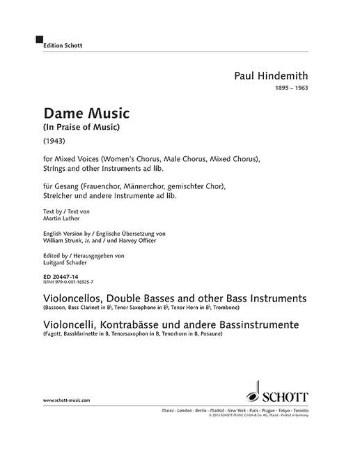 Dame Music [Violoncellos and other Bass Instruments (Bassoon, Bass Clarinet in Bb, Tenor Saxophone in Bb. Tenor Horn in Bb, Trombone)]