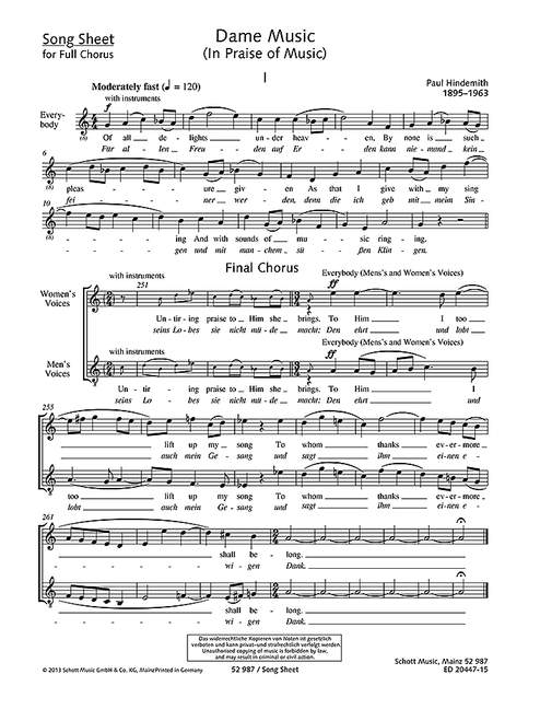 Dame Music [Song Sheet for Full Chorus]