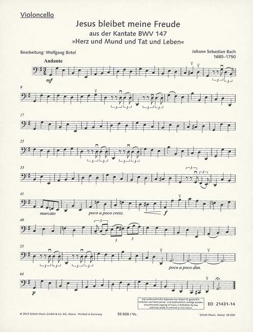 Jesus bleibet meine Freude BWV 147 [cello part]