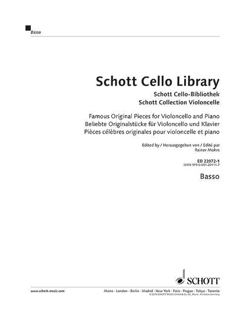 Schott Cello Library [cello and piano, basso ad libitum]