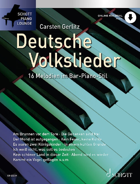 Deutsche Volkslieder: 16 Melodien im Bar-Piano-Stil