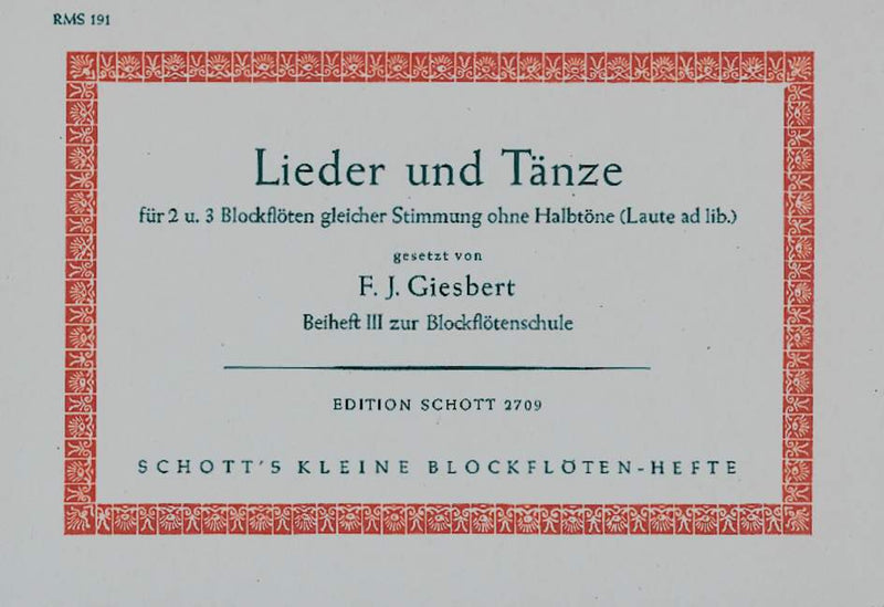 Lieder und Tänze [2-3 soprano recorders and guitar]