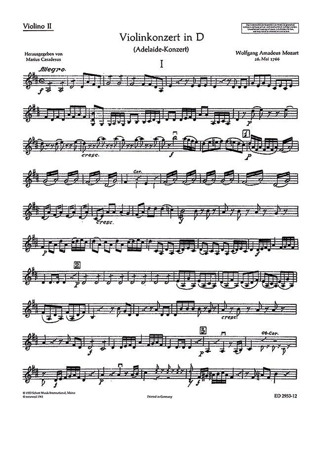Violinkonzert in D KV Anh. 294a [Violin II]