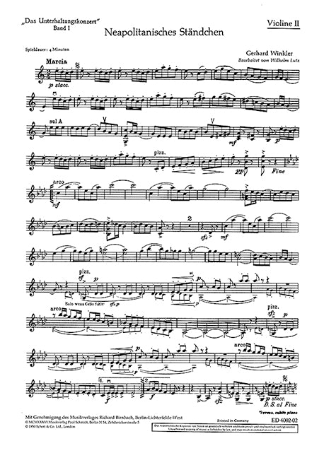 Unterhaltungskonzert, vol. 1 [Violin II part]