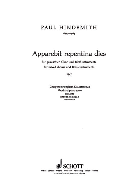 Apparebit repentina dies [合唱楽譜]