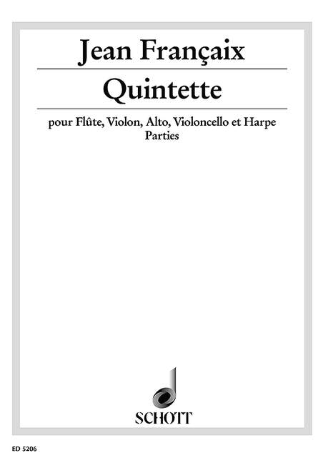 Quintette for flute, string trio and harp [set of parts]