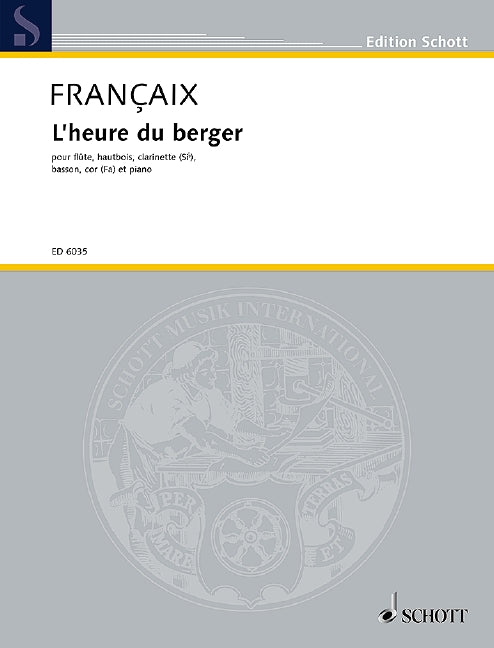 L'heure du berger (flute, oboe, clarinet, bassoon, horn and piano) [set of parts]
