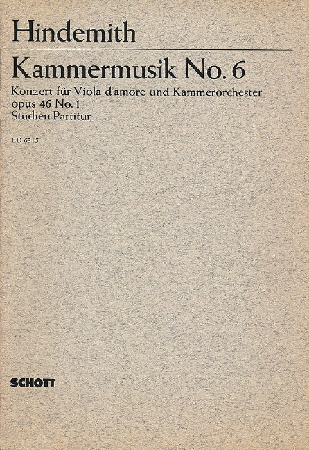 Kammermusik Nr. 6 op. 46/1 [study score]