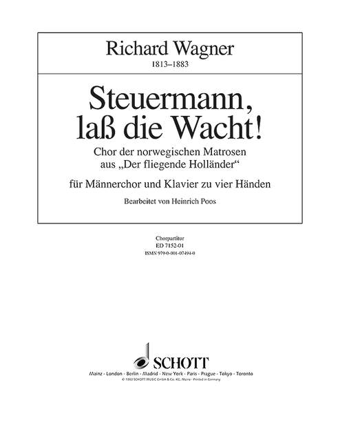 Steuermann, lass die Wacht! WWV 63 [合唱楽譜]