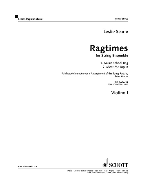 Ragtimes for String Ensemble [Violin I part]