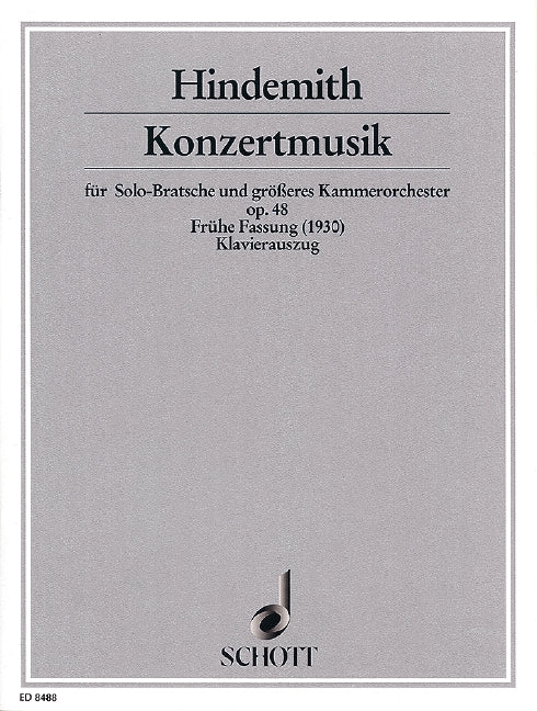 Konzertmusik op. 48 (early version) [piano reduction with solo part]