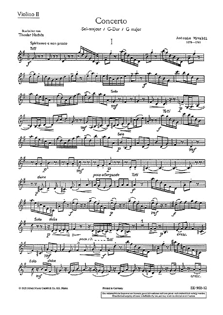 Concerto G Major RV 298/PV 100 [Violin II part]