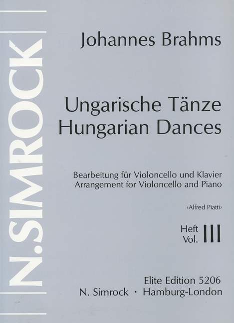 Ungarische Tänze, vol. 3 [cello and piano]