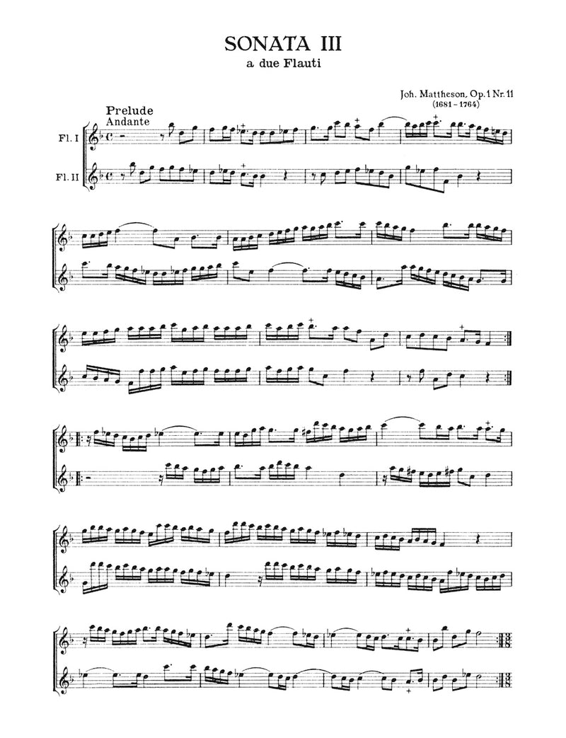 Vier Sonaten für zwei Blockflöten -Sonaten Op.1 Nr.1, 2, 11, und 12-