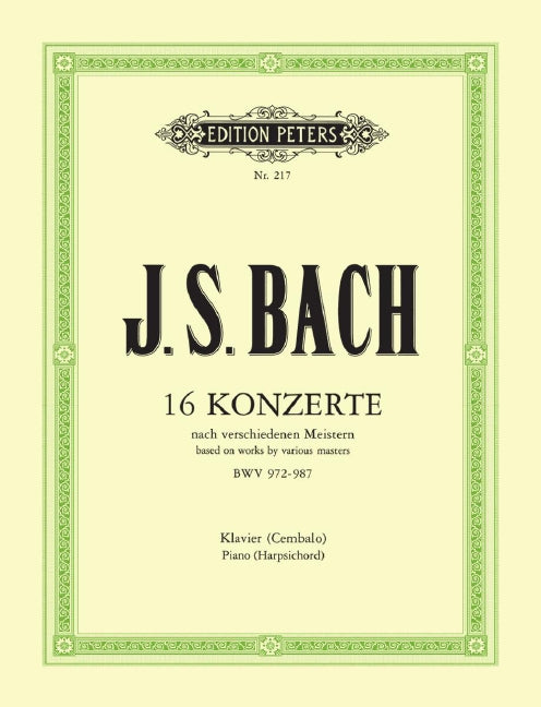 16 Concertos Based on Works by Other Composers BWV 972-987