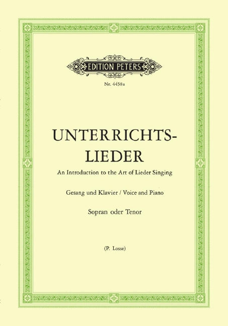 Unterrichtslieder = Album of 60 Lieder from Bach to Reger (High voice (soprano or tenor) and piano)