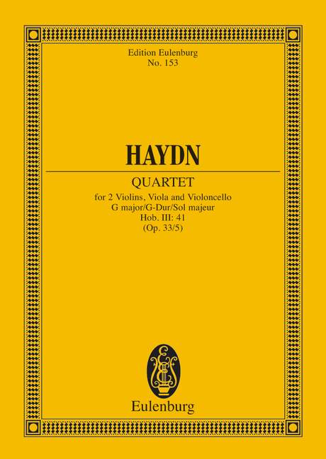 String Quartet G major op. 33/5 Hob. III: 41