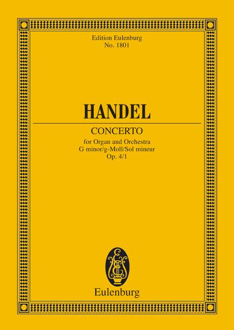 Organ concerto No. 1 G minor op. 4/1 HWV 289 [ポケットスコア]