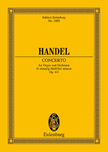 Organ Concerto No. 3 G minor op. 4/3 HWV 291 [ポケットスコア]