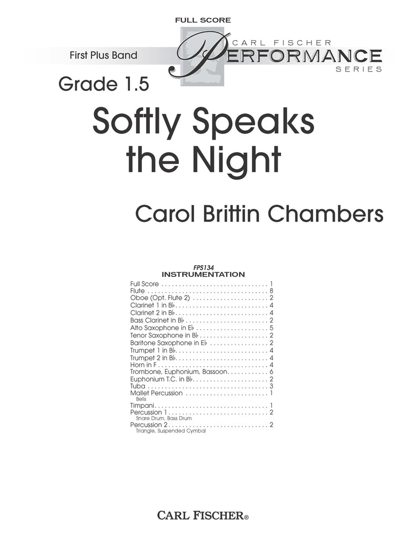 Softly Speaks the Night (Study Score)