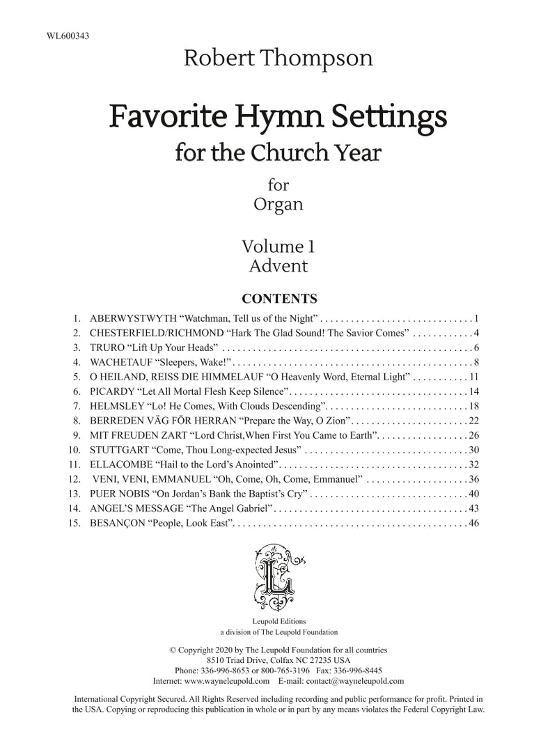 Favorite Hymn Settings for the Church Year, Vol. 1: Advent