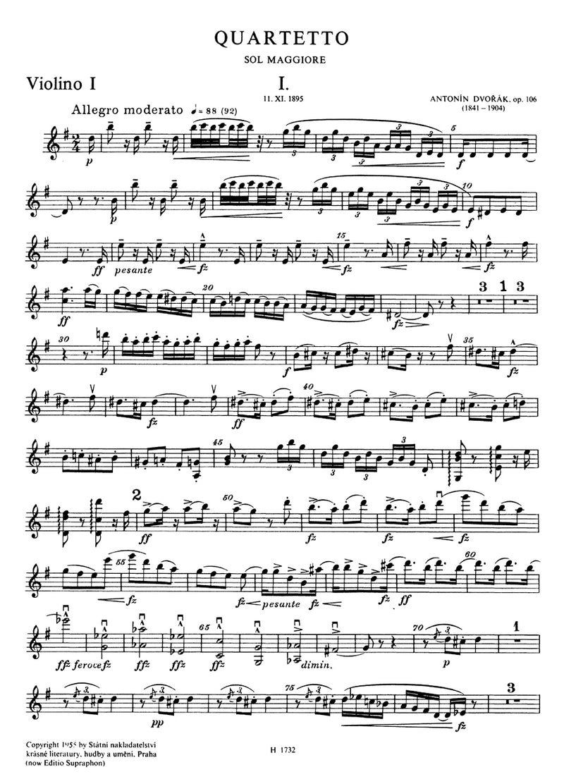 String Quartet Nr. 13 G-Dur op. 106 [set of parts]