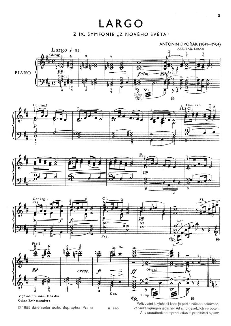 Largo (aus der IX. Symphonie), arr. Piano solo